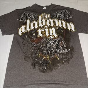 y2k Cyber Goth Skeleton Fish Graphic Shirt The Alabama Rig size XL Grunge Skater